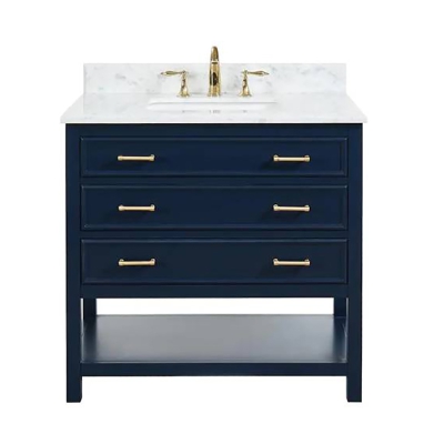 SolidWood+ MDF +Natural Marble bathroom Vanity 30 Inch with Storage Cabinet